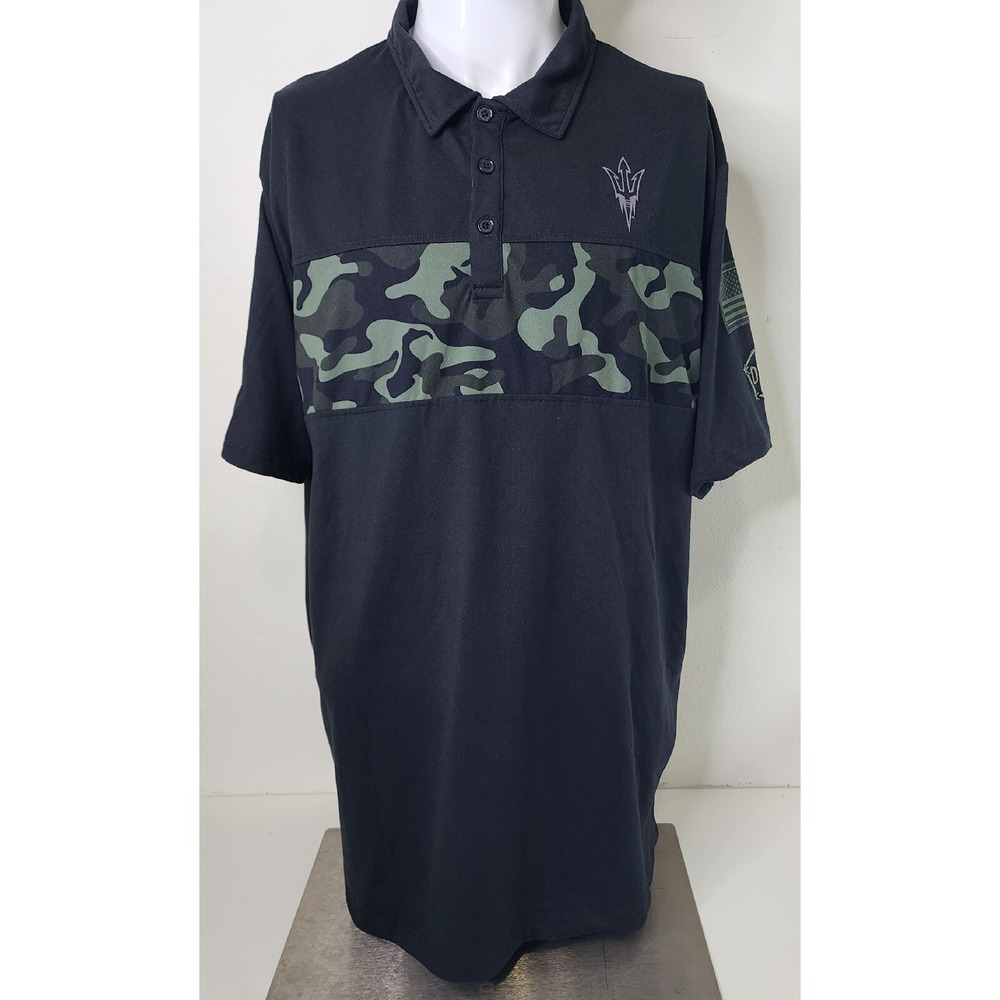 Arizona State Sun Devils Shirt Men XL Black Camo OHT Military Appreciation Polo